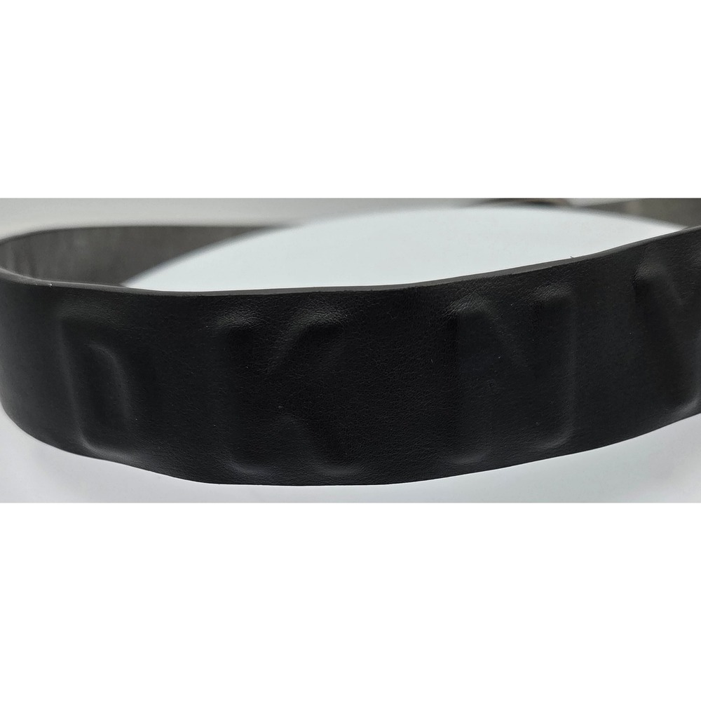 DKNY Black Faux Leather Belt Embossed Logo Gunmetal Buckle Womens Medium